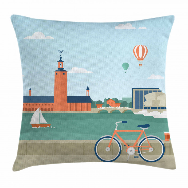 Stockholm Sweden Bicycle Pillow Cover