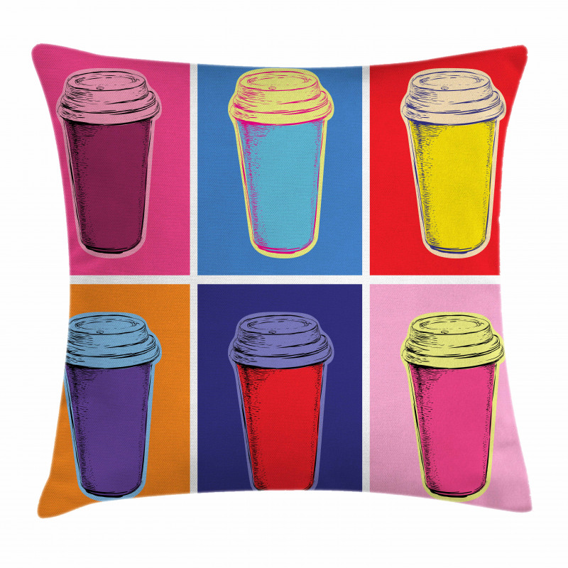 Modern Pop Art Cups Pillow Cover