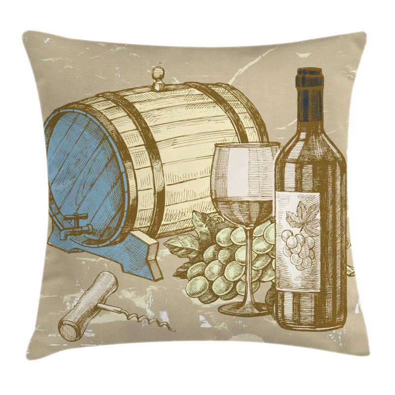 Vintage Themed and Grapes Pillow Cover