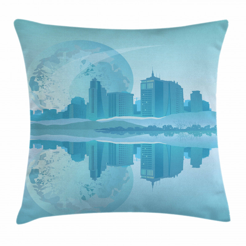 Modern City Building Earth Pillow Cover