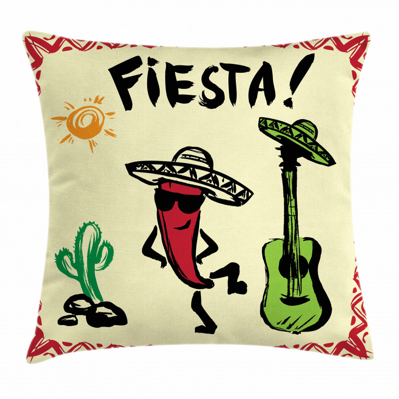 Mexican Party Red Pepper Pillow Cover