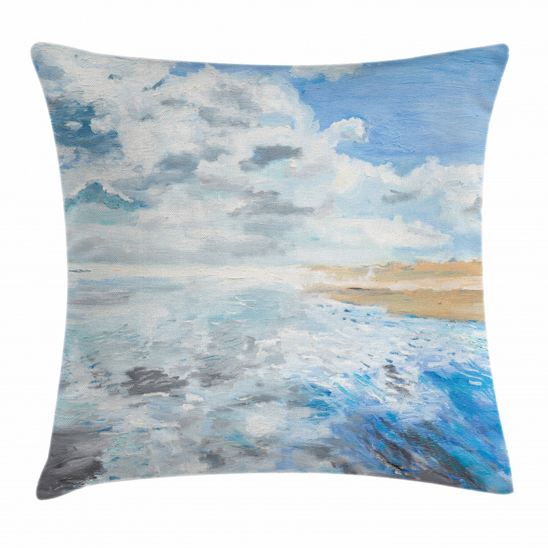 Oil Painting Beach Summer Pillow Cover