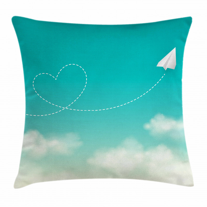 Paper Plane and Heart Pillow Cover
