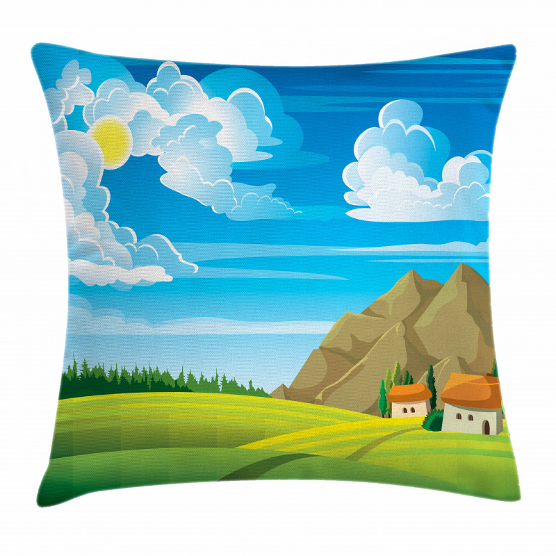 Tree House and Mountains Pillow Cover