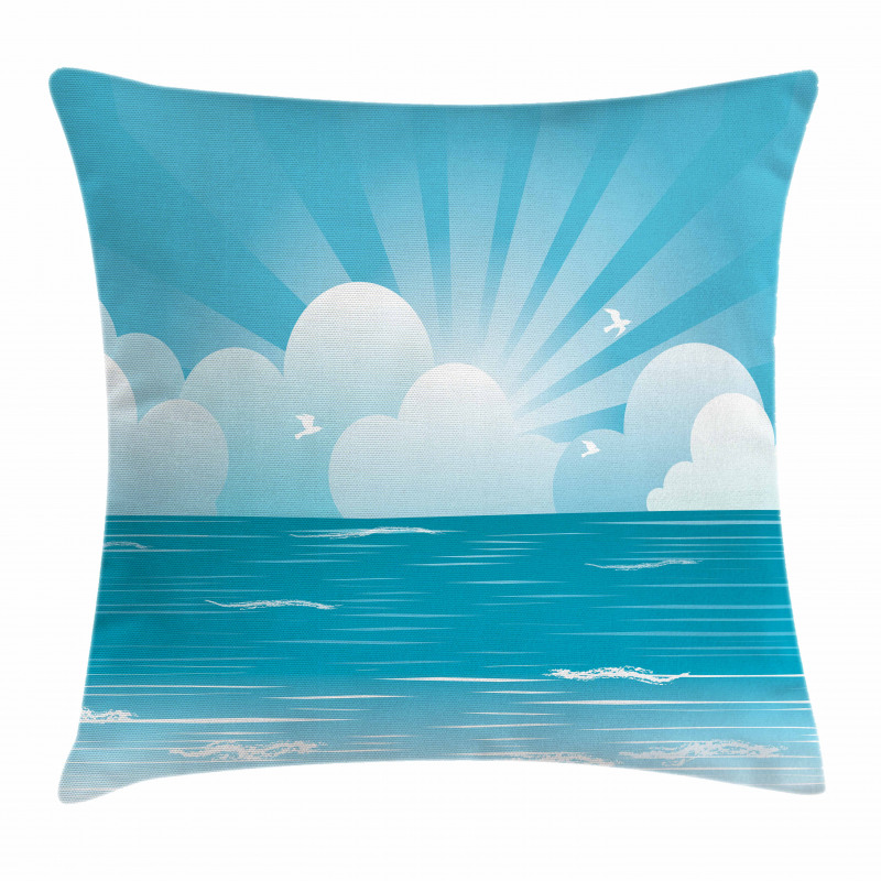 Rising Sun and Seagulls Pillow Cover