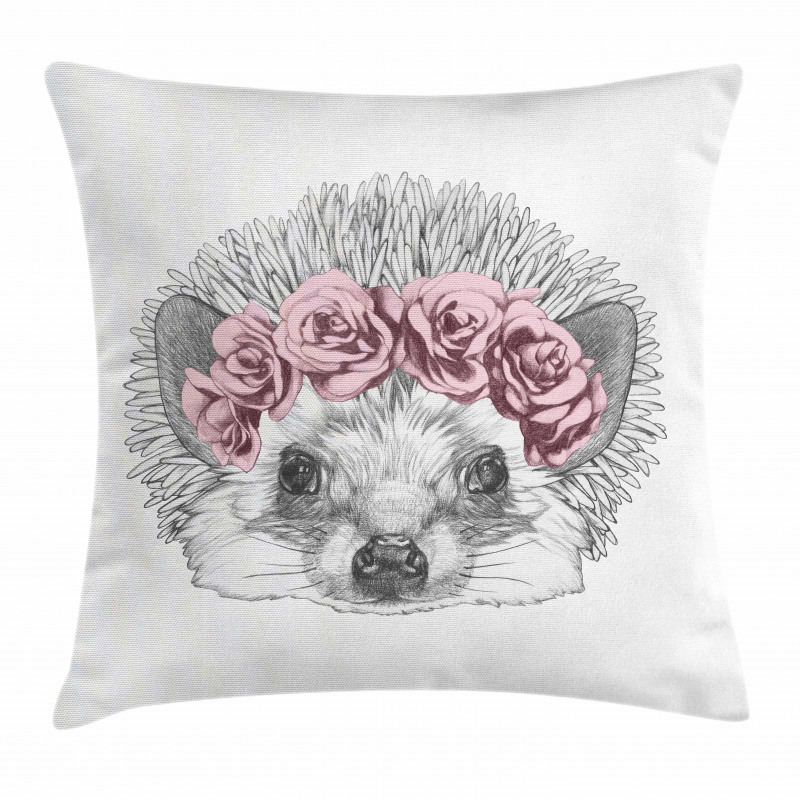 Hand Drawn Romantic Wreath Pillow Cover