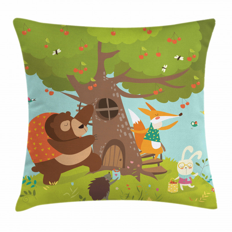 Animals Cherry Tree Pillow Cover
