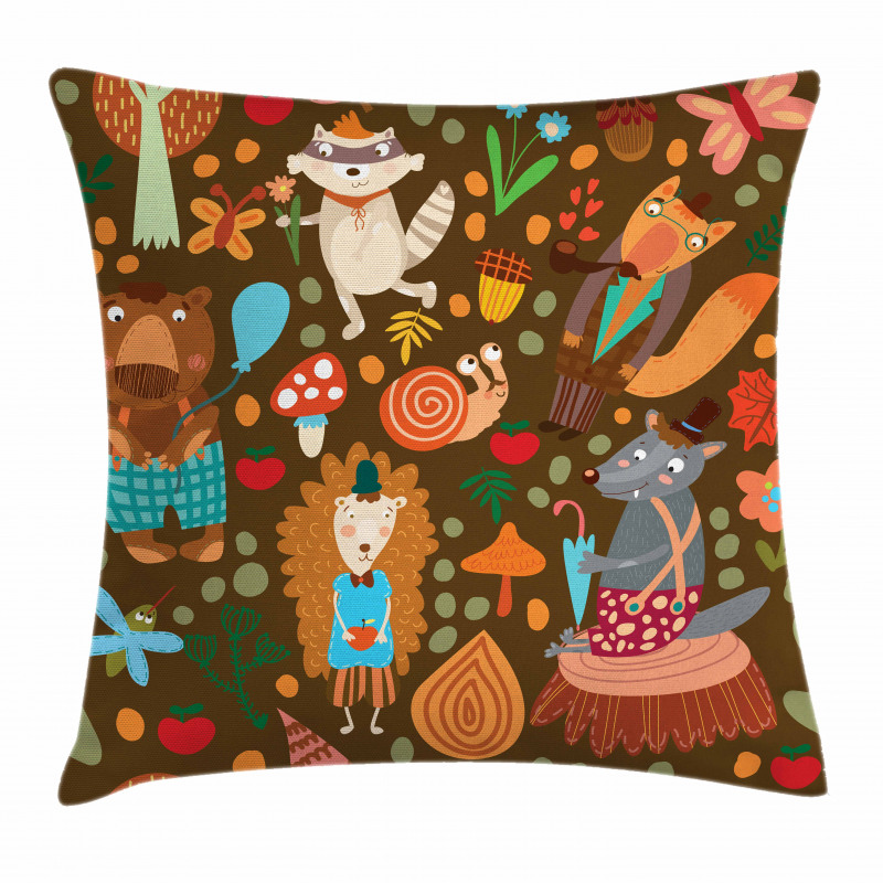 Raccoon and Butterfly Pillow Cover