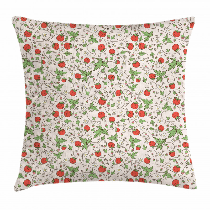 Doodle Flower Branch Pillow Cover