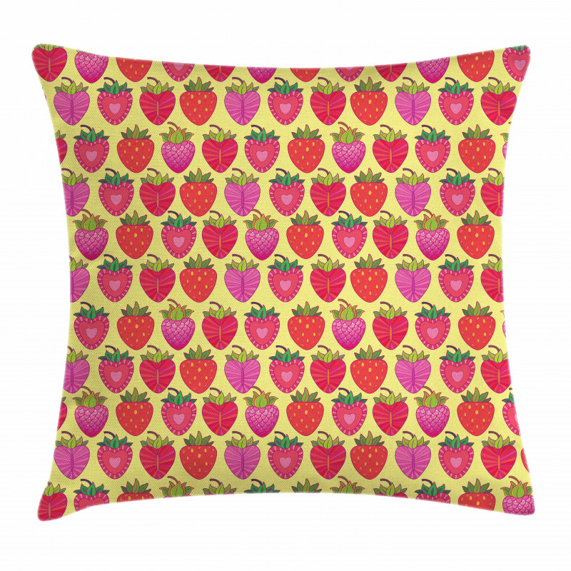 Berry Slices Motif Pillow Cover