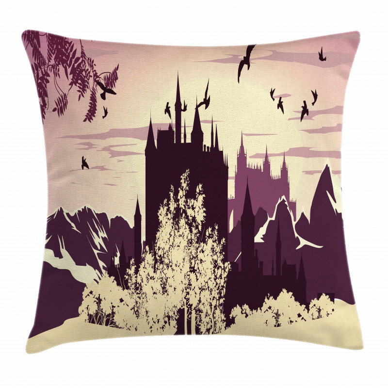 Castle in Mountains Pillow Cover