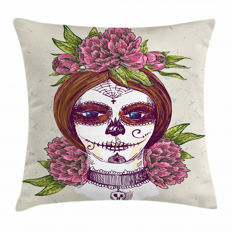 Girl with Makeup Pillow Cover