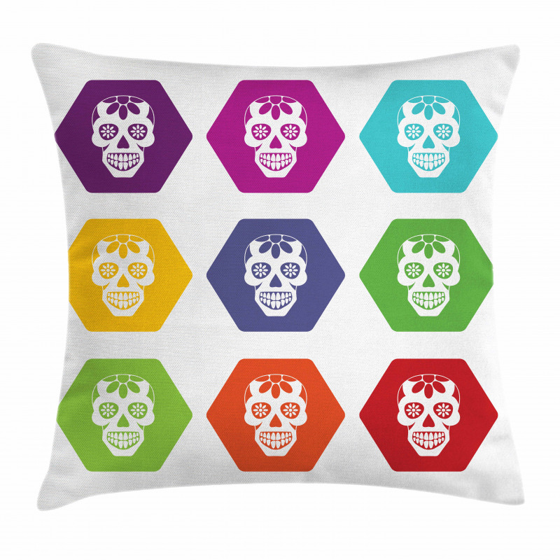 Hexagon Tiles Skull Pillow Cover