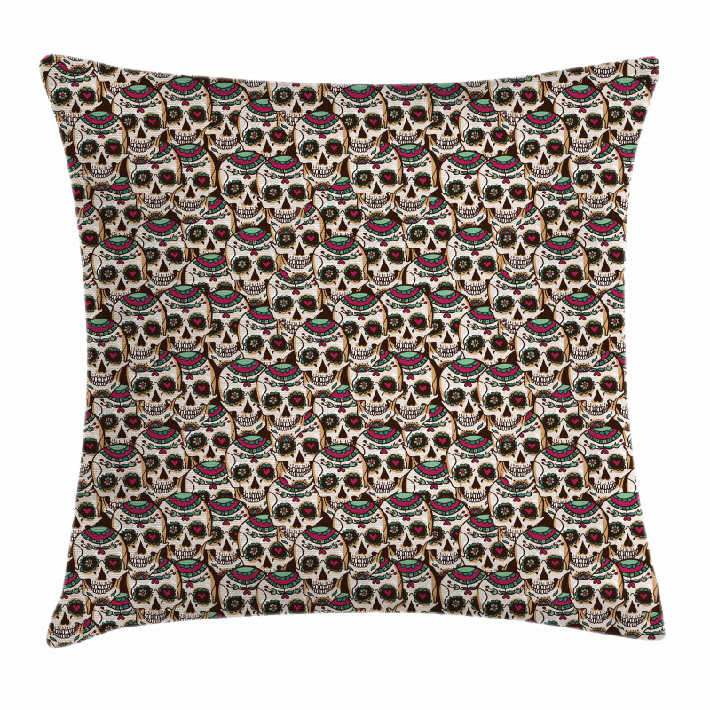 Overlapped Skulls Pillow Cover