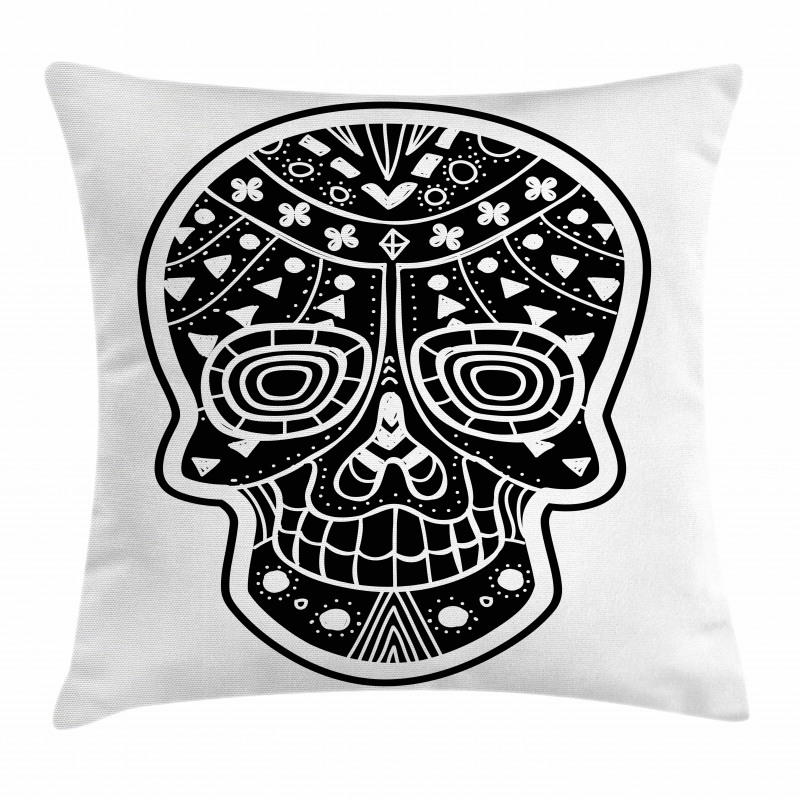 Tribal Style Skull Pillow Cover