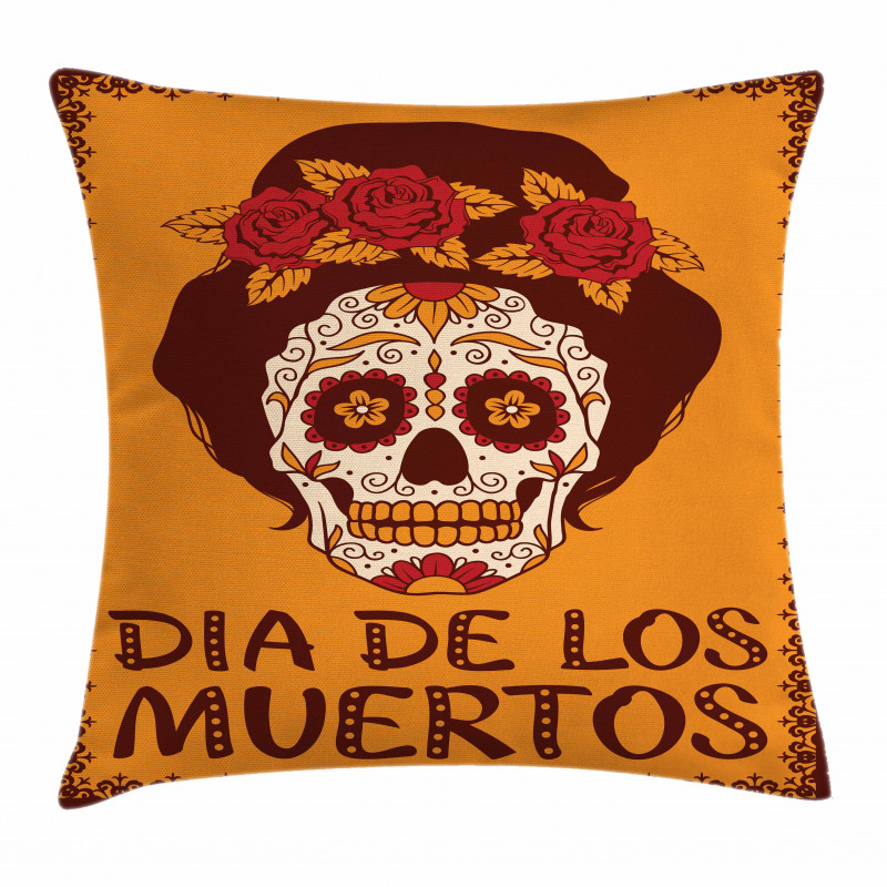 Mexican Skull Girl Pillow Cover