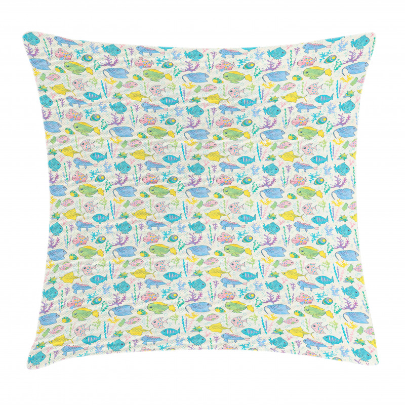 Colorful Aquatic Fauna Pillow Cover