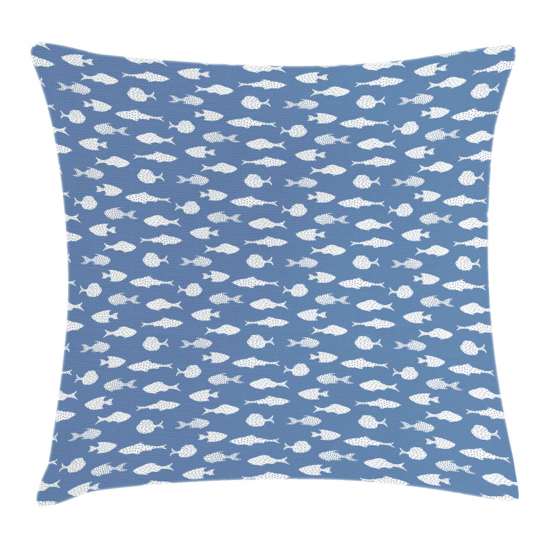 White Silhouette Fish Pillow Cover