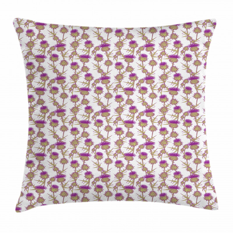 Summer Floral Thistles Pillow Cover