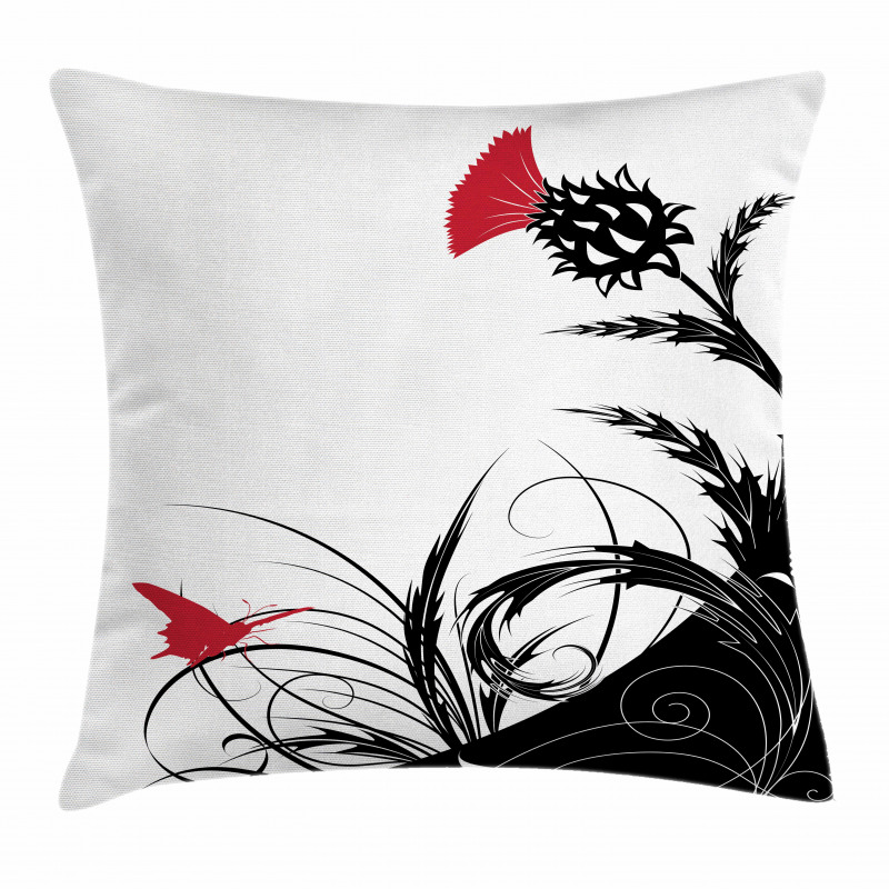 Floral Butterfly Motif Pillow Cover