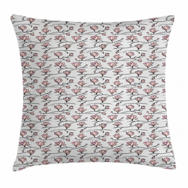 Linear Drawn Blooming Pillow Cover