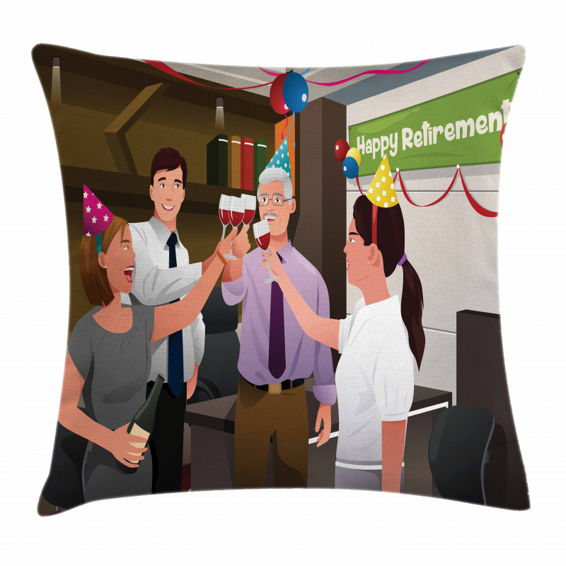 Employees in Office Pillow Cover