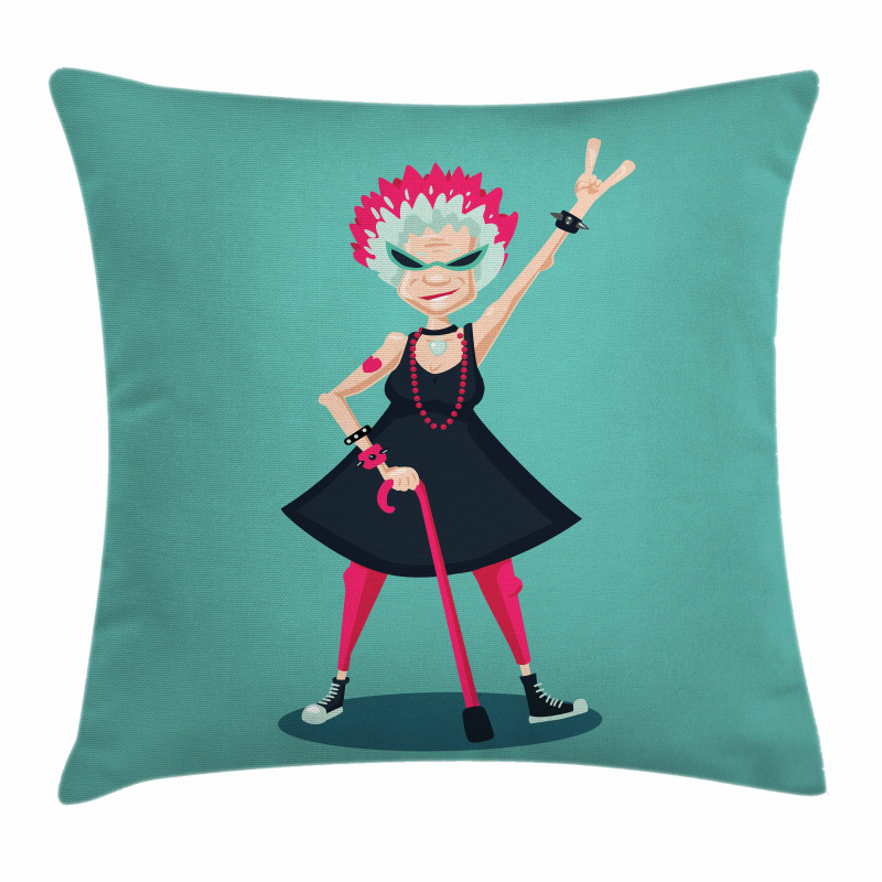 Rocker Old Lady Pillow Cover