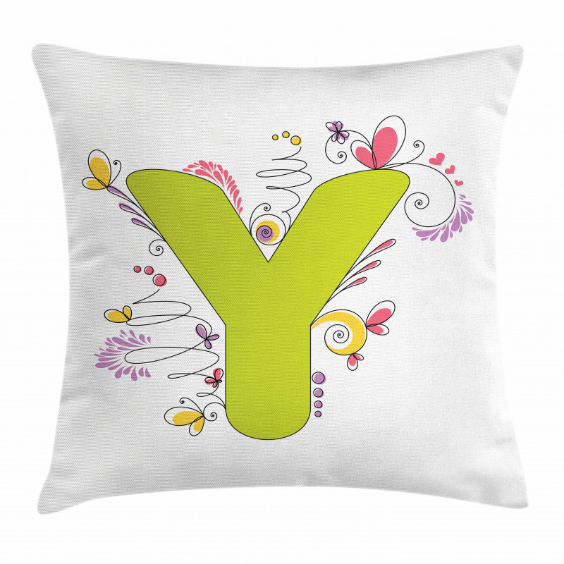 Colored Doodle Initial Pillow Cover