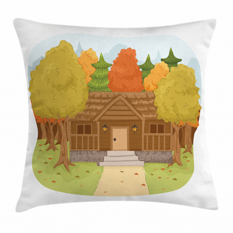 Cabin in the Autumn Forest Pillow Cover