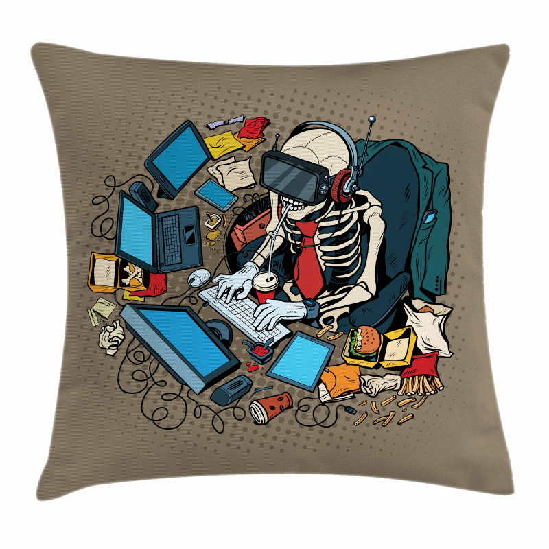 Skeleton in Virtual Reality Pillow Cover