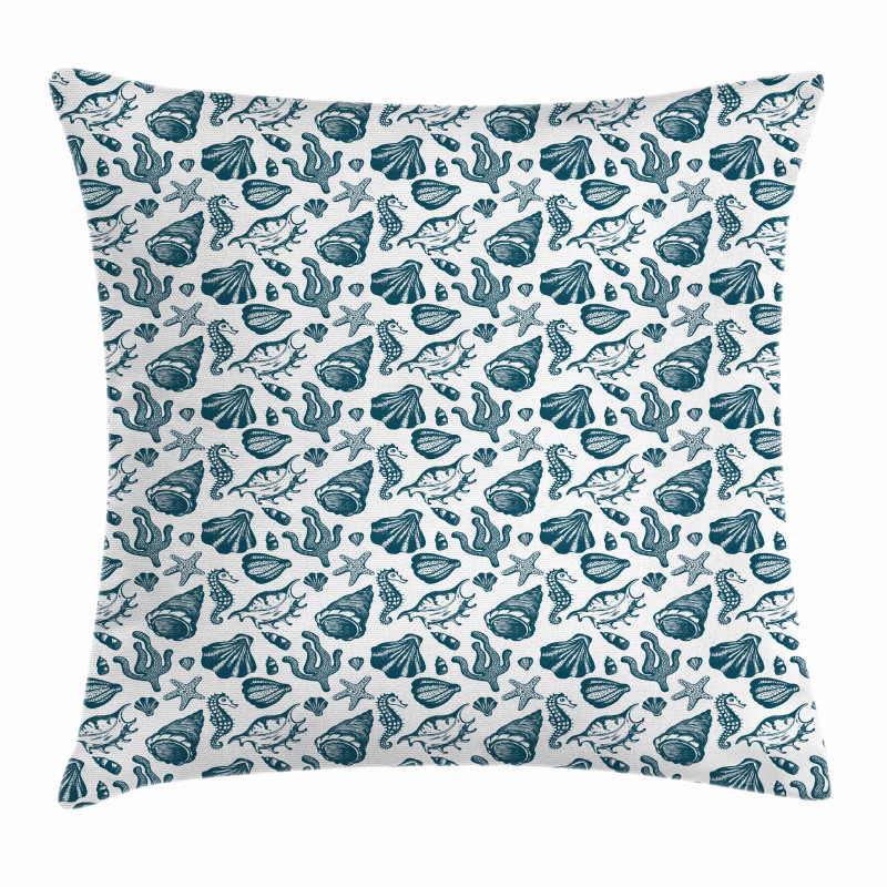 Vintage Sketch Seahorse Pillow Cover