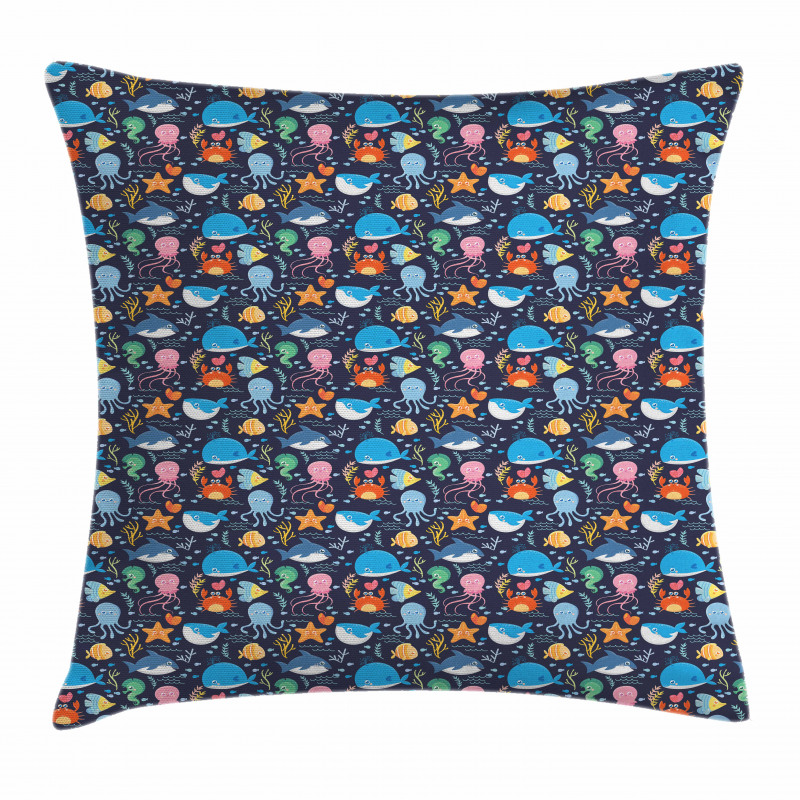 Funny Ocean Animals Pillow Cover