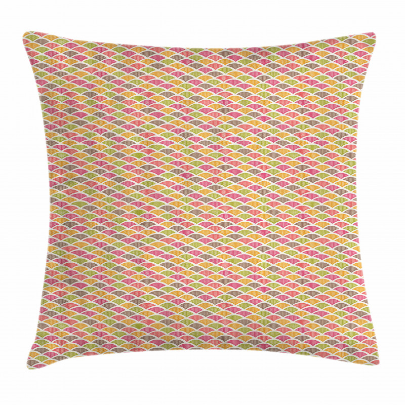Retro Half Circle Motif Pillow Cover