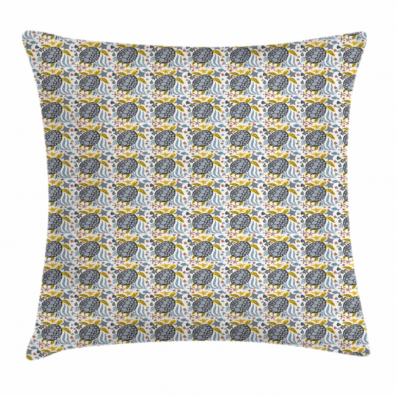 Hand Drawn Ocean Fauna Pillow Cover