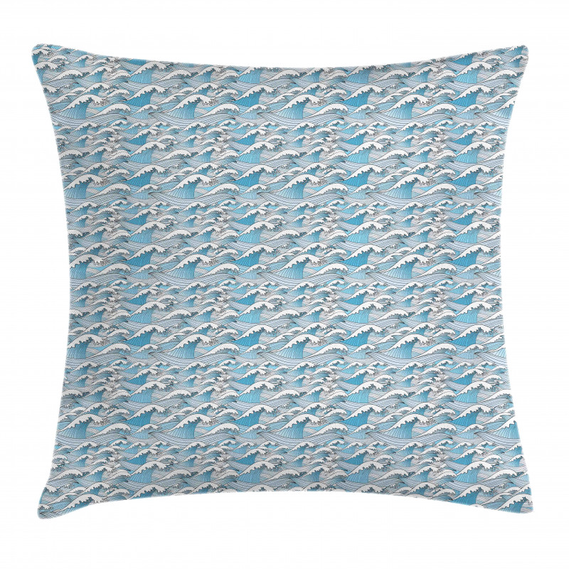 Wavy Sea Marine Stripes Pillow Cover