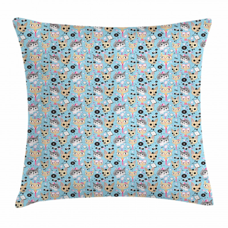 Hipster Animals Bow Tie Pillow Cover