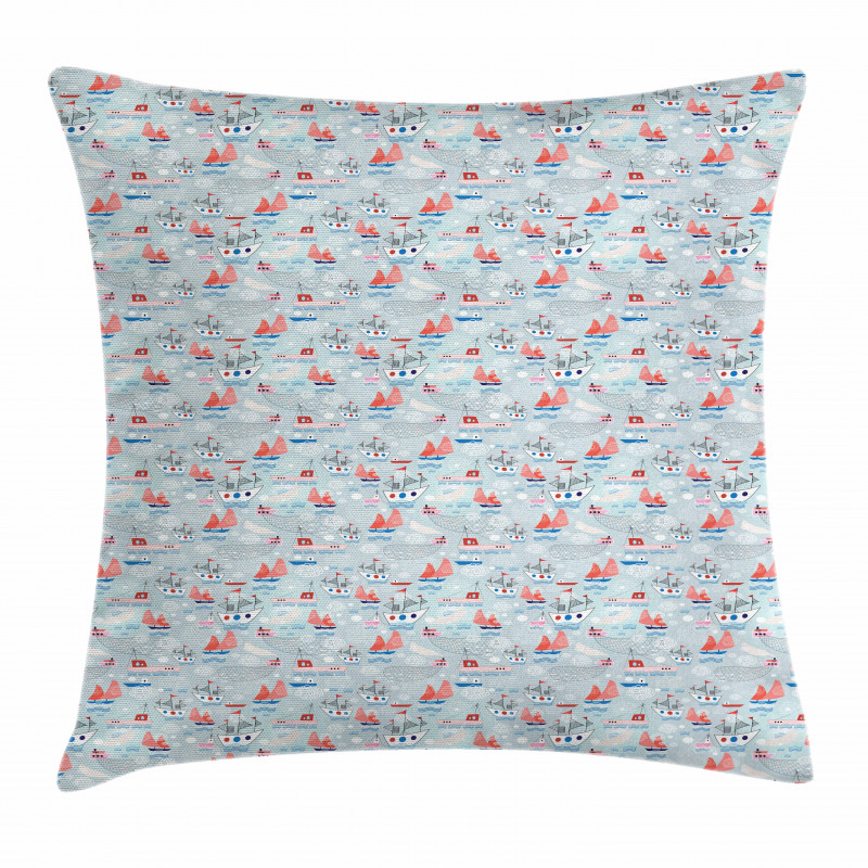 Ships on the Sea Pattern Pillow Cover