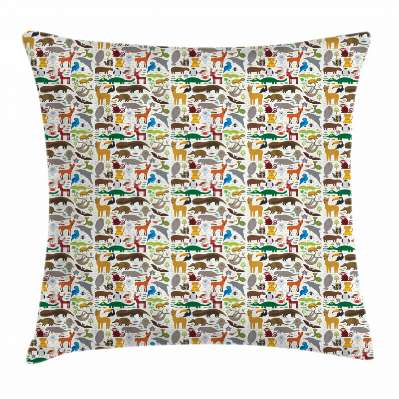 South America Animals Pillow Cover