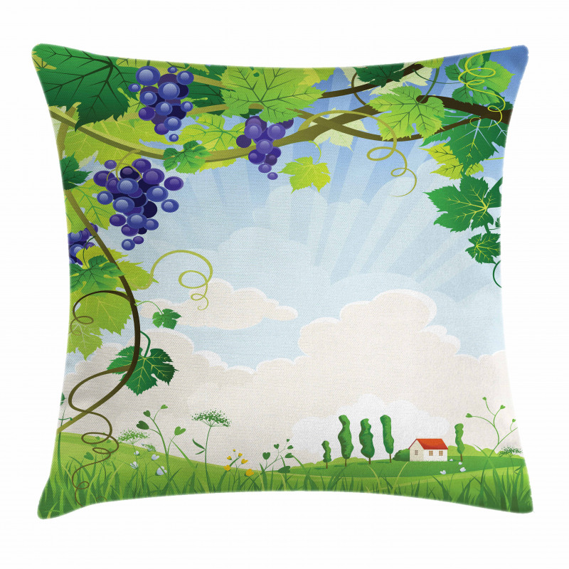 Rural Countryside Grapes Pillow Cover