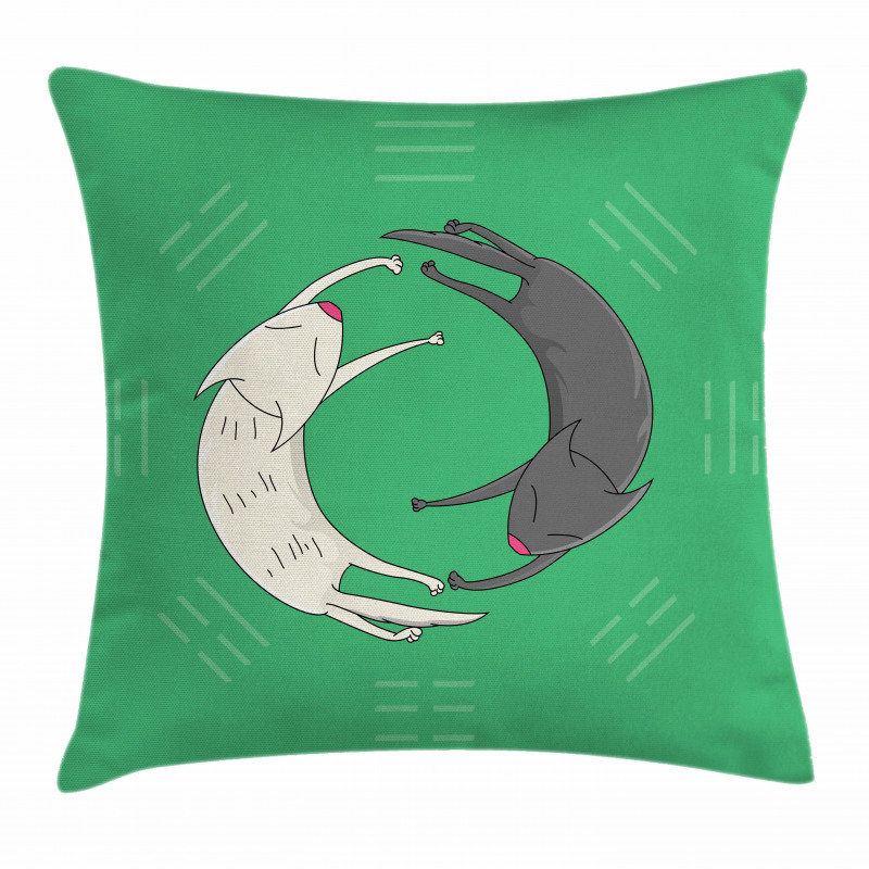 Sleeping Cats Trigrams Pillow Cover