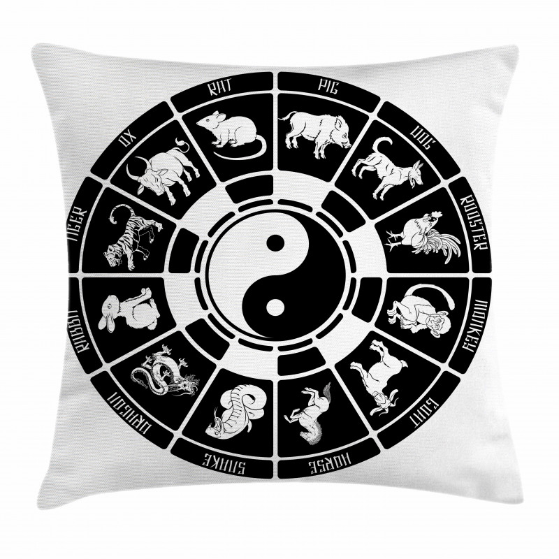 Chinese Horoscope Wheel Pillow Cover