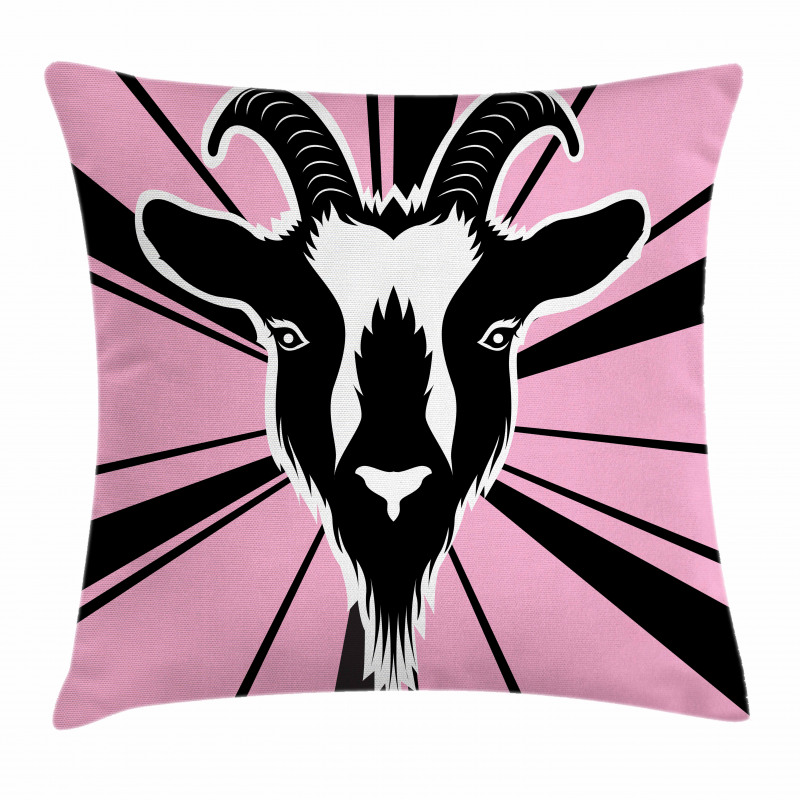 Graphic Goat Head Artwork Pillow Cover