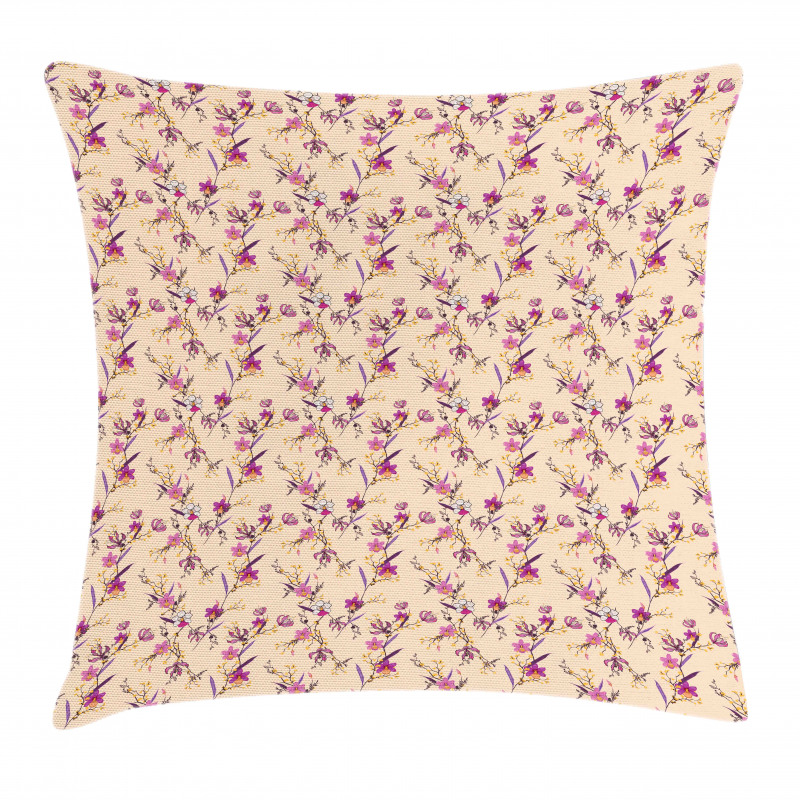 Delicate Exotic Flowers Pillow Cover
