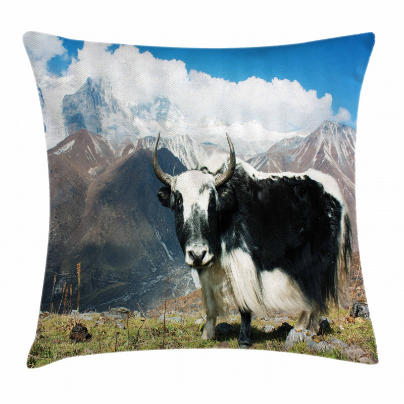 Bull Rural Mountains Pillow Cover
