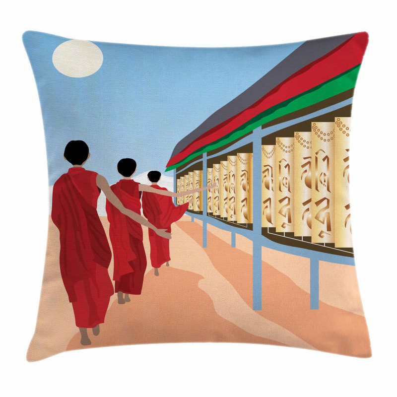 Ancient Men on Wheels Motif Pillow Cover