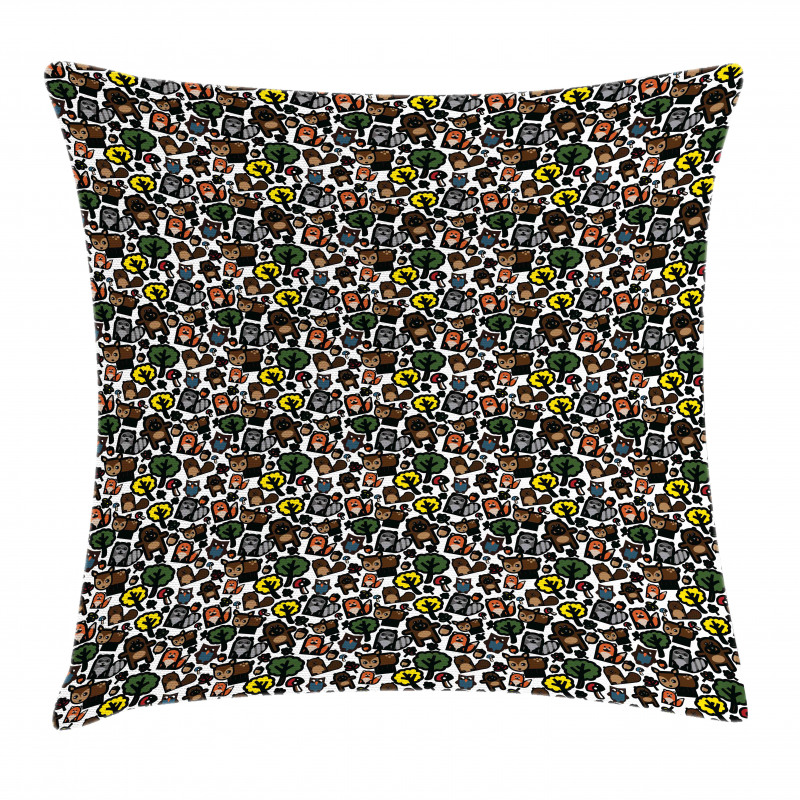Bear Deer and Foxes Pillow Cover