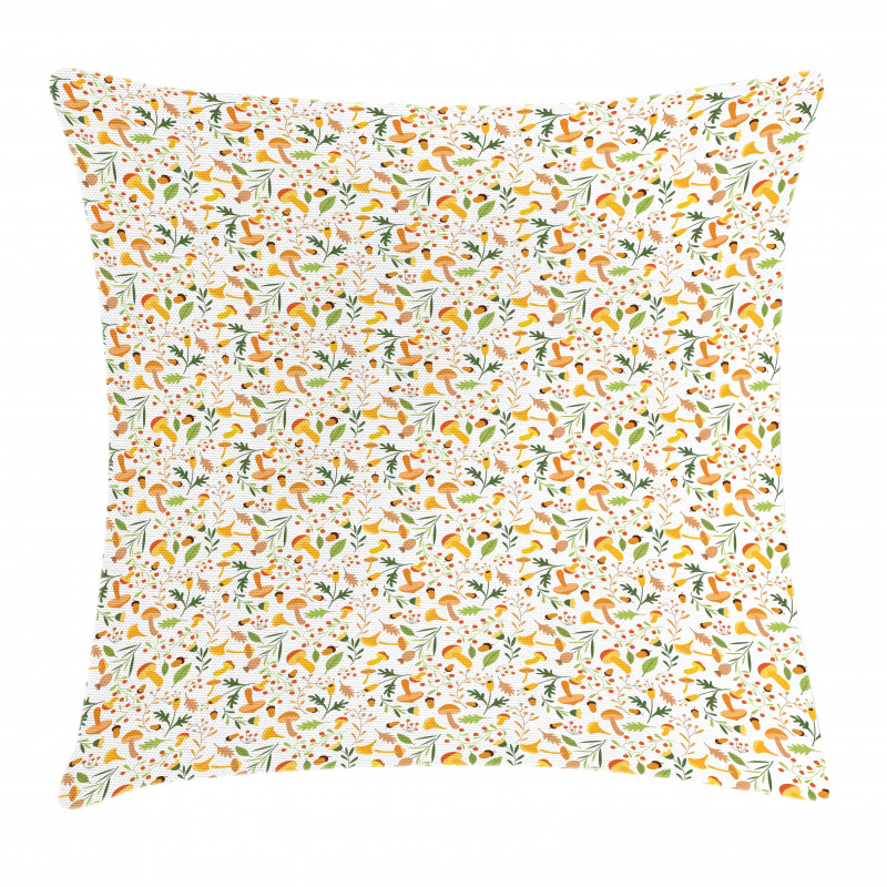 Mushroom Holly Berries Pillow Cover