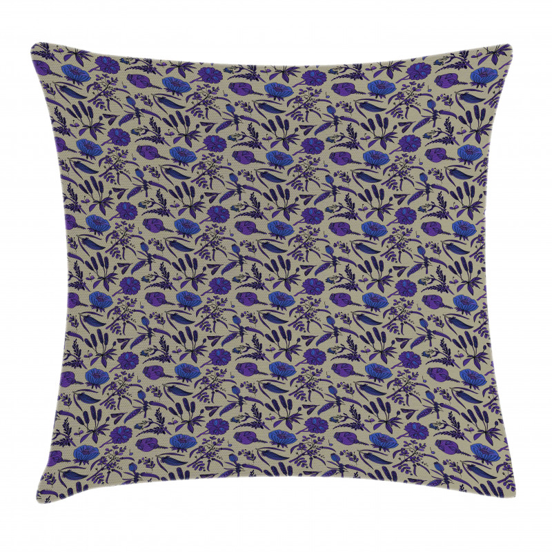 Hand-Drawn Wildflowers Pillow Cover