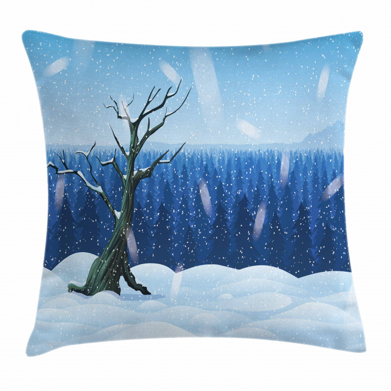 Cold Snowy Landscape Pillow Cover