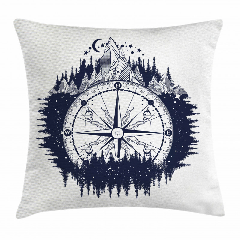 Compass Night Forest Pillow Cover